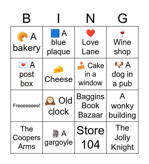 Rochester Bingo Card