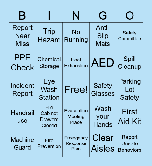 Safety BINGO Card
