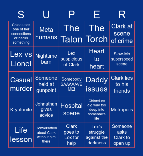 Smallville Bingo: S3+4 Bingo Card
