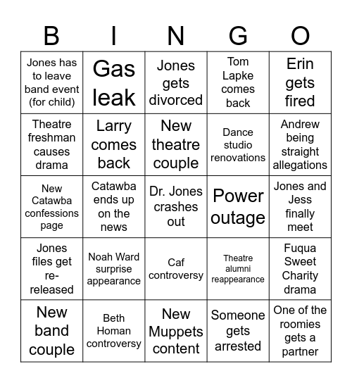 Fall 2026 Bingo Card