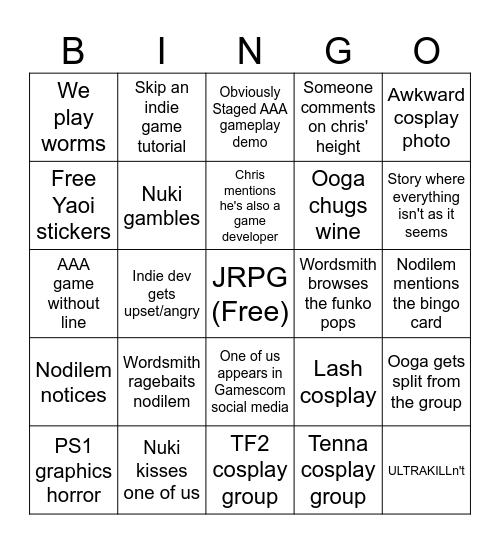 ULTIMATE Gamescom Bingo Card