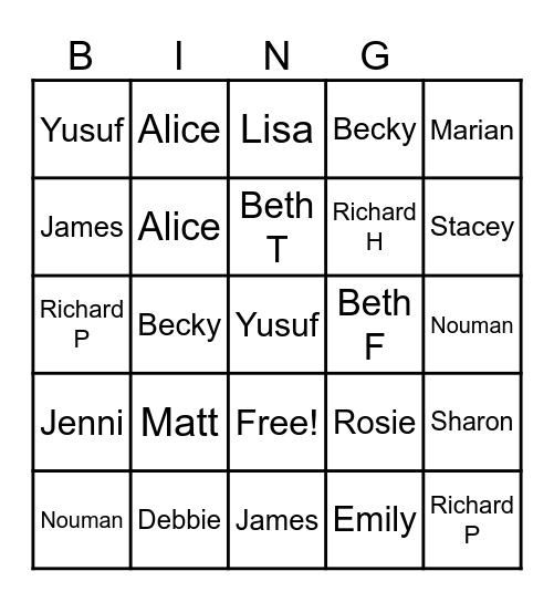 Human Bingo Card