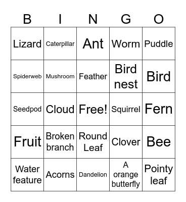Garden Bingo Card