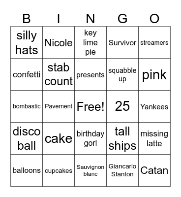 Bday Bingo Card