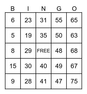 REAL DAHS I Bingo Card