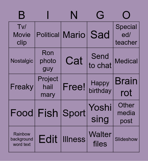 Reels bingo 08/17 Bingo Card