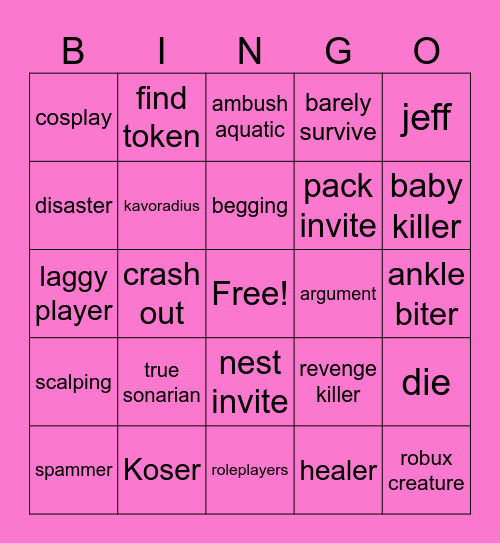 COS bingo Card