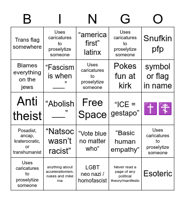 politically challenged bingo Card
