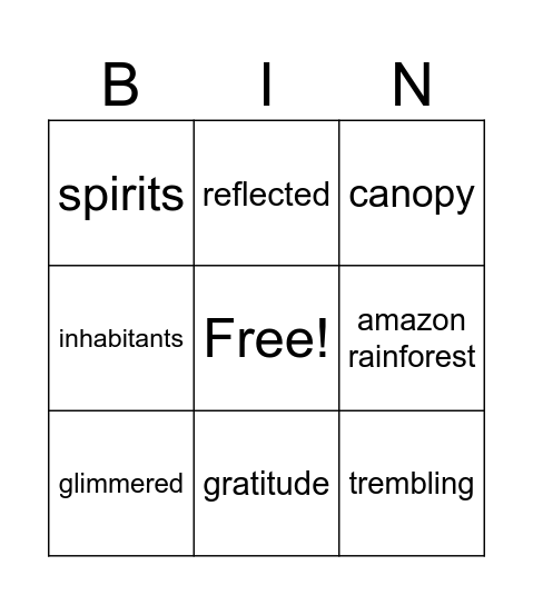 Save the Forest Bingo Card