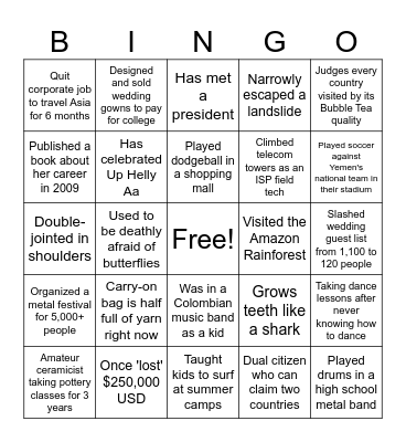 Fun Fact Bingo Card