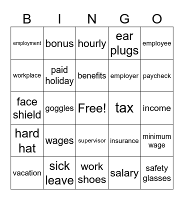 Workplace Terms Bingo Card