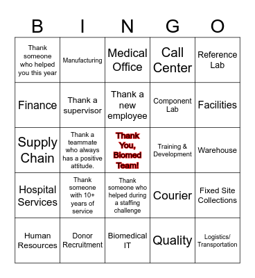 THANK YOU THURSDAY Bingo Card