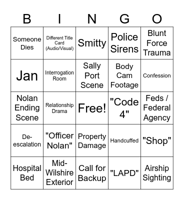 The Rookie S4 Bingo Card