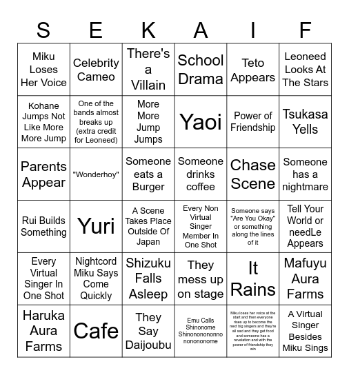 PJSK Bingo Card