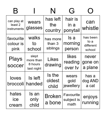 Shine Bingo Card