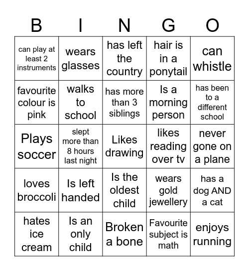 Shine Bingo Card