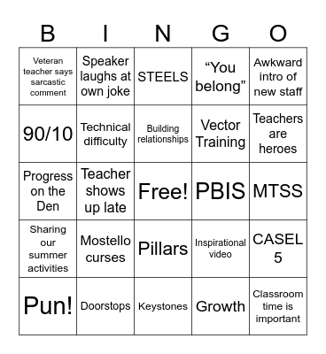 PD Bingo Card