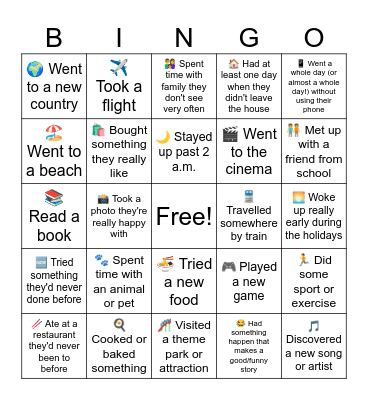 Back to school bingo! Bingo Card