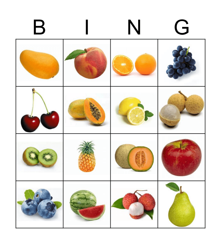 Fruit Bingo Card