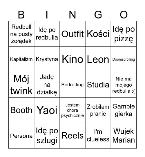 What will Kinga say today??? Bingo Card
