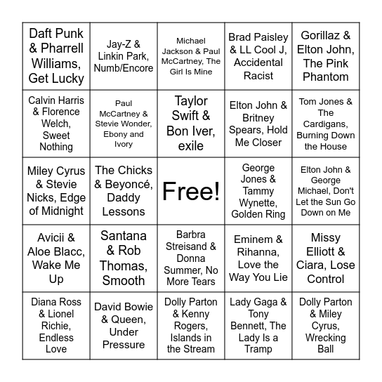 Round 4: Collaborations Bingo Card