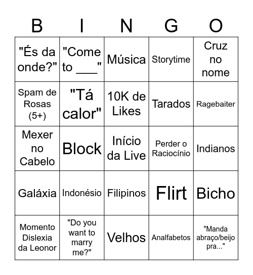Bingo da Leonor Bingo Card