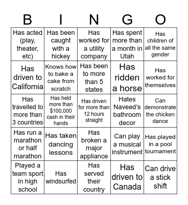 People Bingo Card