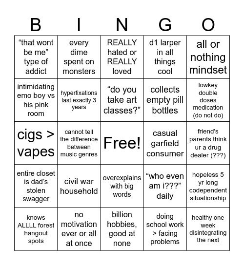 ozy bingo Card