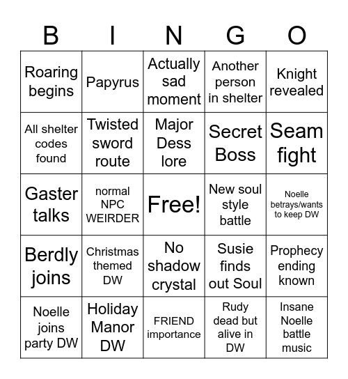 Chapter 6 Bingo Card