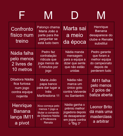 BINGO AD FUNDÃO 2026/2027 Bingo Card