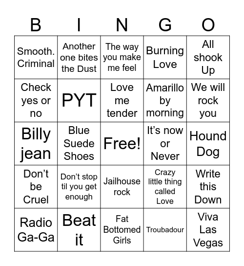 Kings and Queen Bingo Card