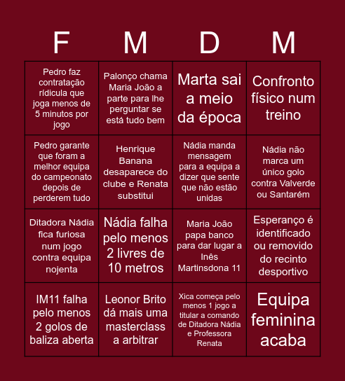 BINGO AD FUNDÃO 2026/2027 Bingo Card