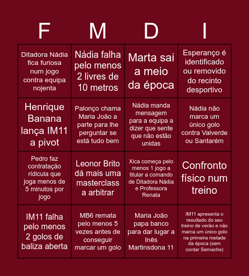 BINGO AD FUNDÃO 2026/2027 Bingo Card