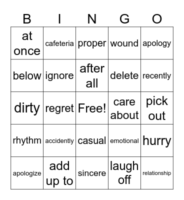 Lesson 7. How to Get Along with People Bingo Card