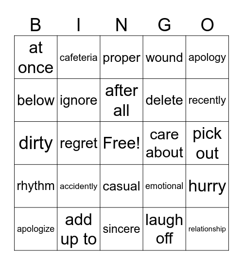 Lesson 7. How to Get Along with People Bingo Card