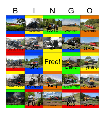 Dinner Trains that I would like to film while Laurie passed away Bingo Card