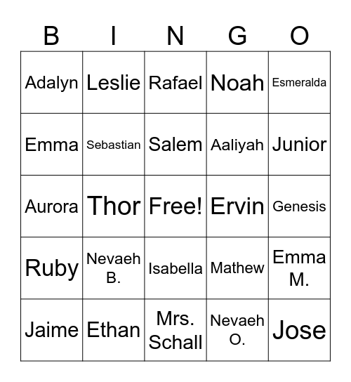 Room 404 Bingo Card