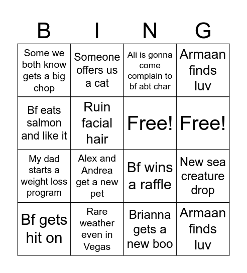 End of Year Bingo (Liya) Bingo Card