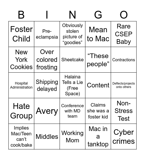 Villains Bingo Card