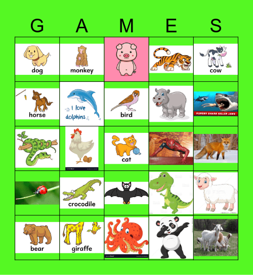 ANIMAL SOUNDS Sassy Bingo Card