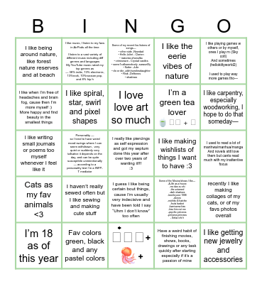 Ru’s bingo Card