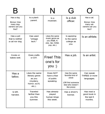 Who's in NB16? Find someone who... Bingo Card