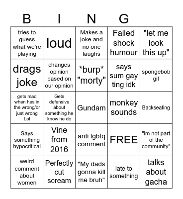 Tony bingo Card
