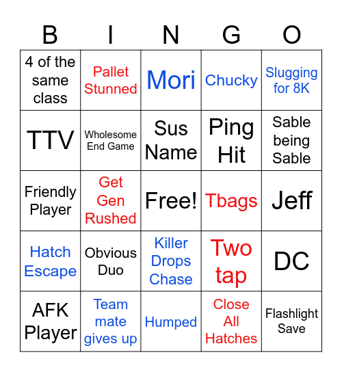 2v8 Bingo Card