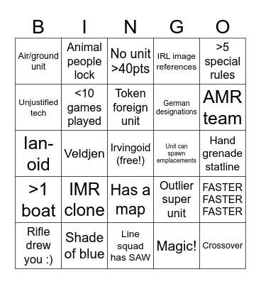 Morgis's Firelock Homebrew Bingo Card