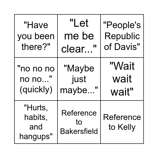 Kyle Sermon Bingo Card