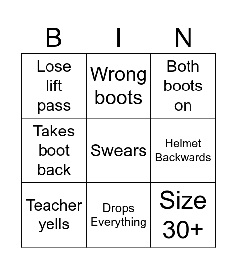 School Group Bingo Card