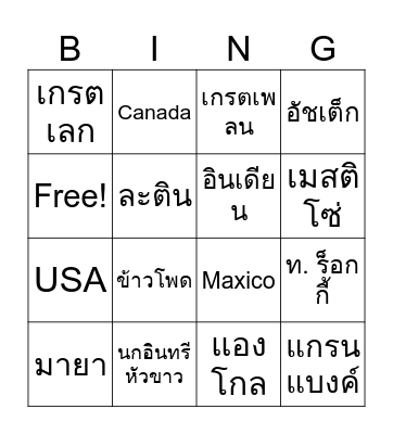 HWอเมริกาเหนือ Bingo Card