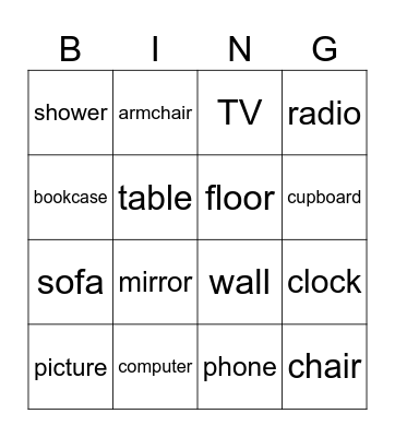 Thing in the house Bingo Card