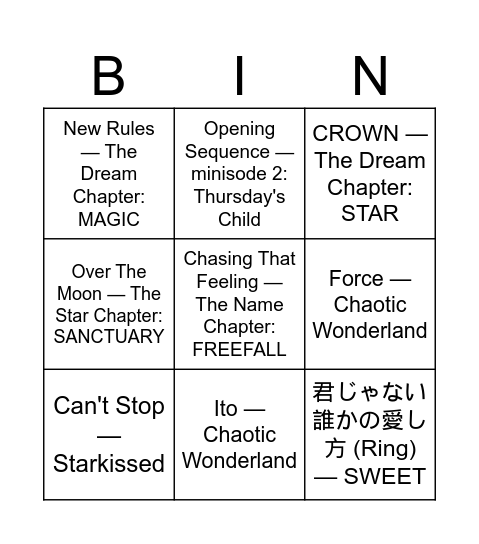 bingo moa Bingo Card